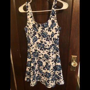 Blue and White floral jersey dress